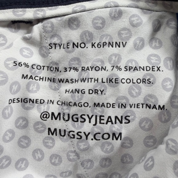 Mugsy Morgans Navy Blue Chino Pants 33x32 Mens Flat Front Stretch Blend NWOT - Picture 6 of 10